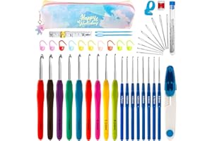 Crochet Hooks 43 Pcs,Drawdart 17 Sizes Ergonomic Crochet Hook Set with Case and Crochet Accessories,Extra Long Crochet Needles for Arthritic Hands,Crochet Kits Suitable for Knitter Enthusiasts