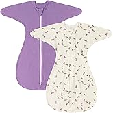 ZIGJOY Baby Transitional Swaddles for Newborns: 0.5 Tog Arms Up Sleep Sack 3-6-12 Months Soft Cotton Shark Fin 2 Way Zipper