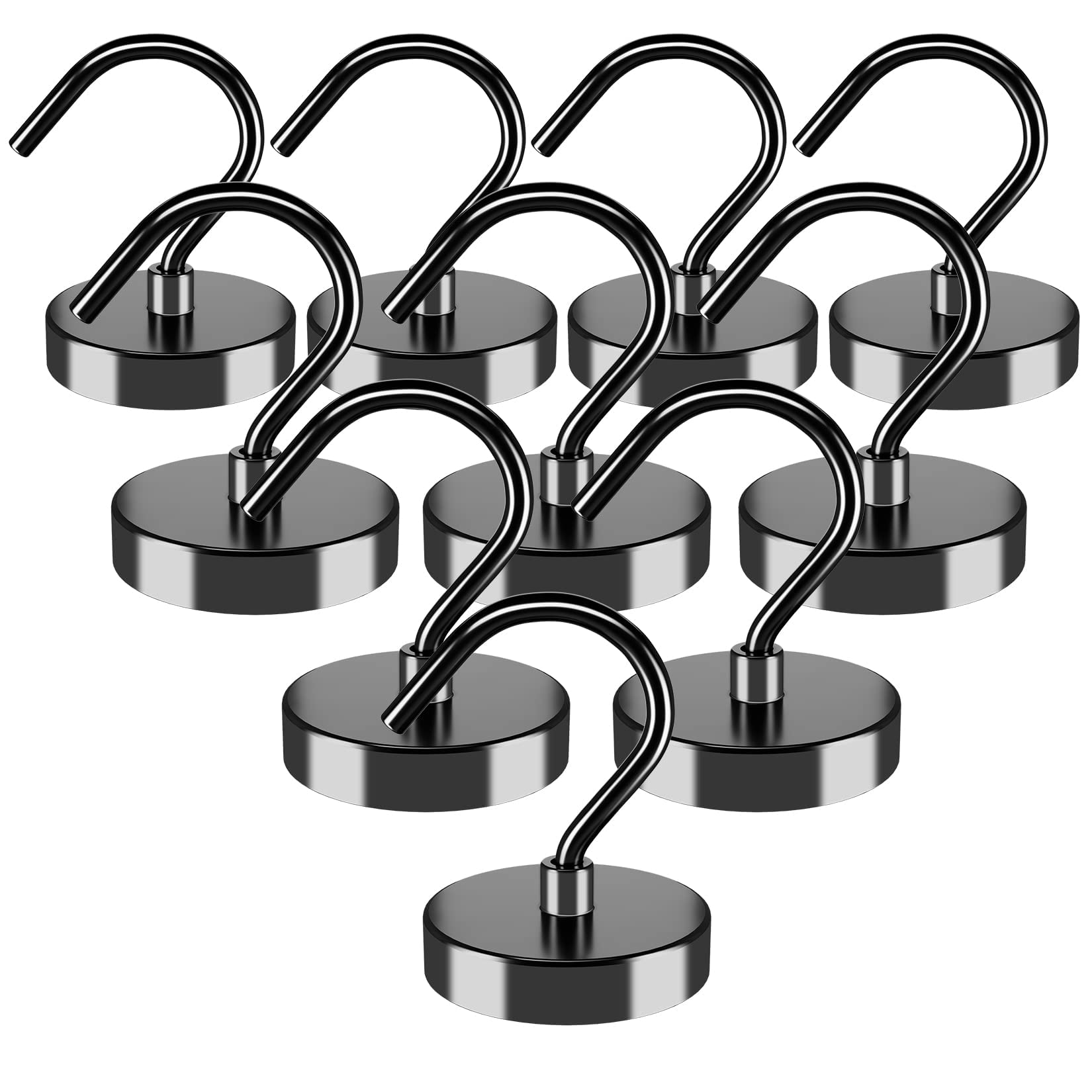 Grtard 10 Pack Black Magnetic Hooks, 100 lbs+ Super Strong Magnet Hooks, Magnet with Hook for Hanging, Cruise, Garage, Kitchen, Workplace