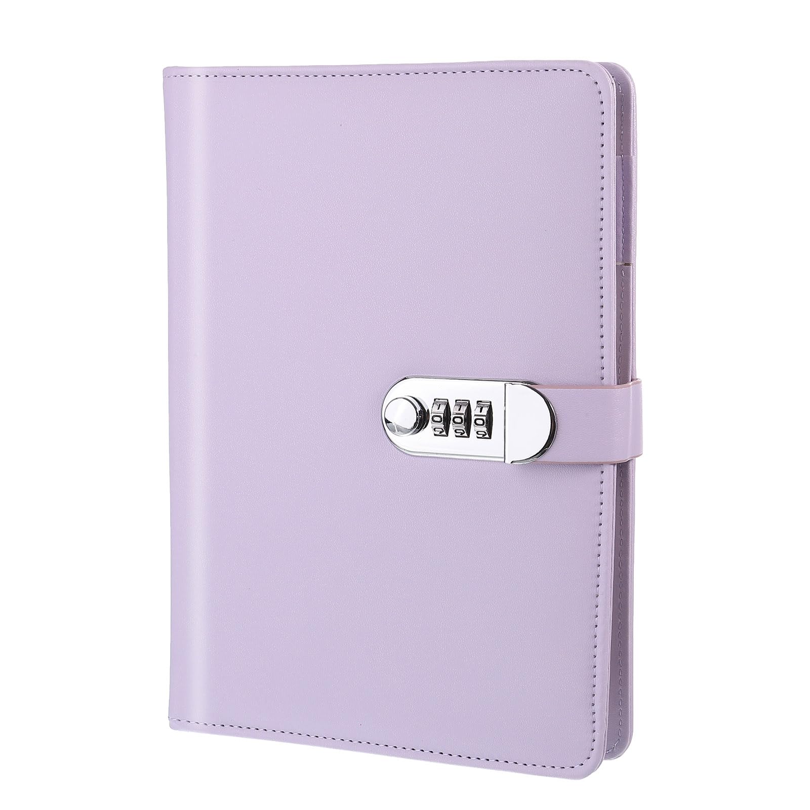 PATIKIL A5 Diary with Lock, Journal with Lock Cute Journaling Leather Notebook Journal 90 Pages Diary Binder Refillable Paper with Pen Card Slot Waterproof for Women Gifts Men, Purple