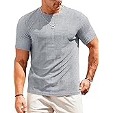 Runcati Men's Casual T-Shirts Short Sleeve Crew Neck Summer Stretchy Shirt Textured Jacquard Tops