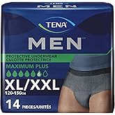 TENA Men Super Plus Disposable Underwear Male Pull On with Tear Away Seams Large/X-Large, 81920, 57, 14 Ct