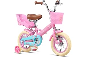 Glerc Sasha Girls Bike, 12-20 Inch Kids Bike for Children Ages 2-13 Years, Kids Bicycle with Doll-Seat & Basket & Training Wheels, Multiple Colors