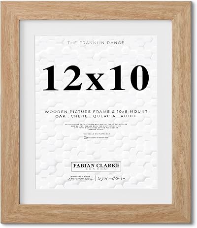 Fabian Clarke London 12x10 Modern Oak Photo Frame with White Mount 10x8
