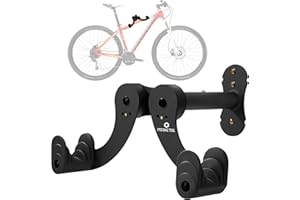 PRO BIKE TOOL Bike Rack Garage Wall Mount - Durable Alloy Bicycle Storage System with Adjustable Hook Hanger for Indoor Use - Ideal for Road, MTB, and Hybrid Bikes - Holds Up to 48.5 lbs, Black