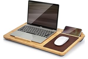 MIRODDI Lap Desk - Fits up to 15.6 inch Laptop Desk, Built in Mouse Pad Portable Lap Stand Lightweight Laptop Table with Phone Holder, Bamboo Laptop Stand for Bed Home Office