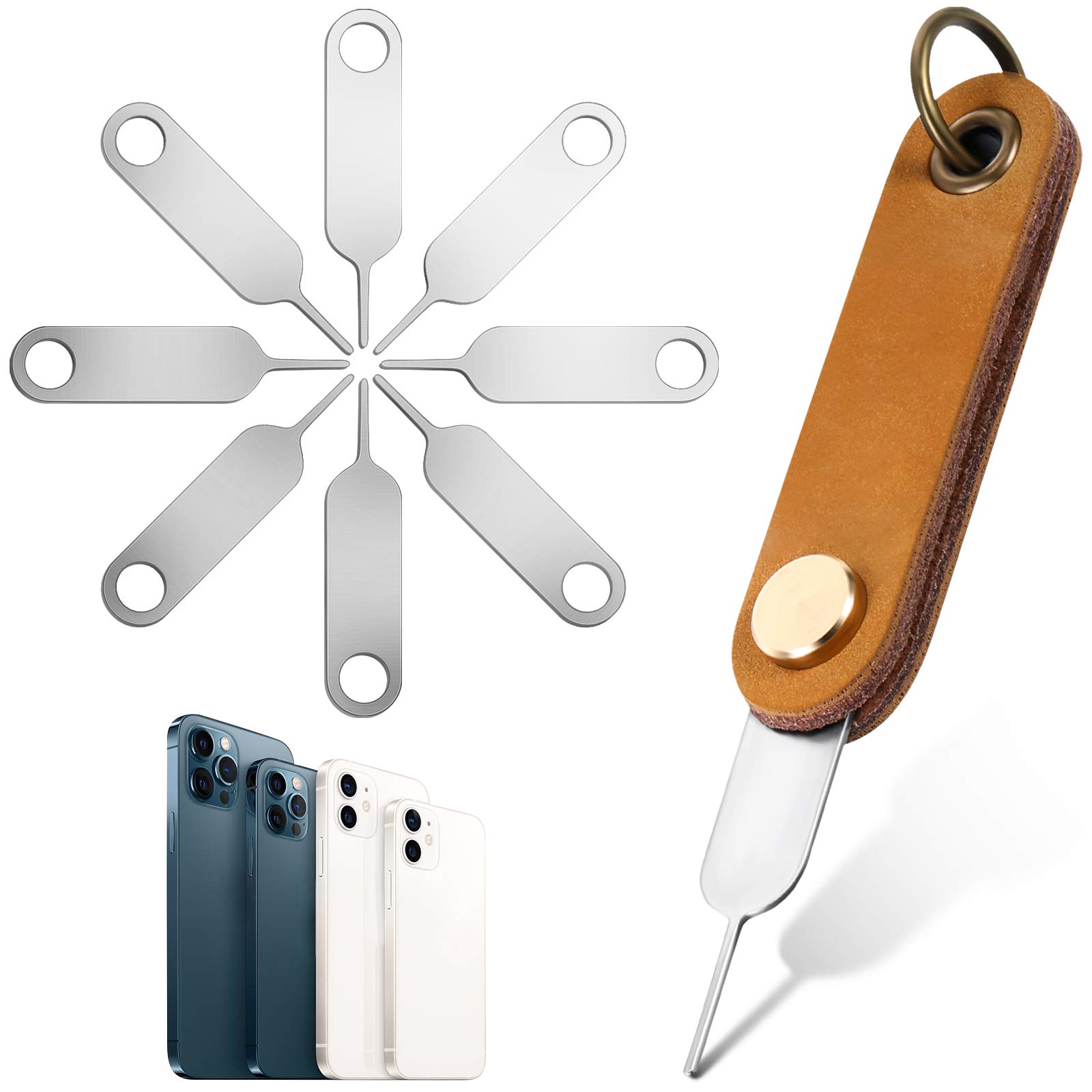 Weewooday 20 Pcs Sim Card Removal Tool Universal Sim Card Pin Card Tray Eject Pin Ejector Tool with 1 Detachable Keychain Charm for Smart Phones and Tablets