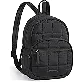 BAGSMART College Laptop Backpack, Travel Backpack for Women, Quilted Casual Daypack, Water-Resistant Bookbag, Mini-9.7 inch, Classic Black