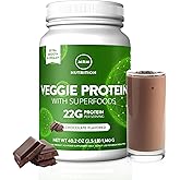 MRM Nutrition Veggie Protein with Superfoods - 22g of Protein, 31 Servings | Chocolate Flavored Protein Powder for Women &amp; Men, Amino Acids &amp; Digestive Enzymes, Vegan, Gluten &amp; Dairy Free