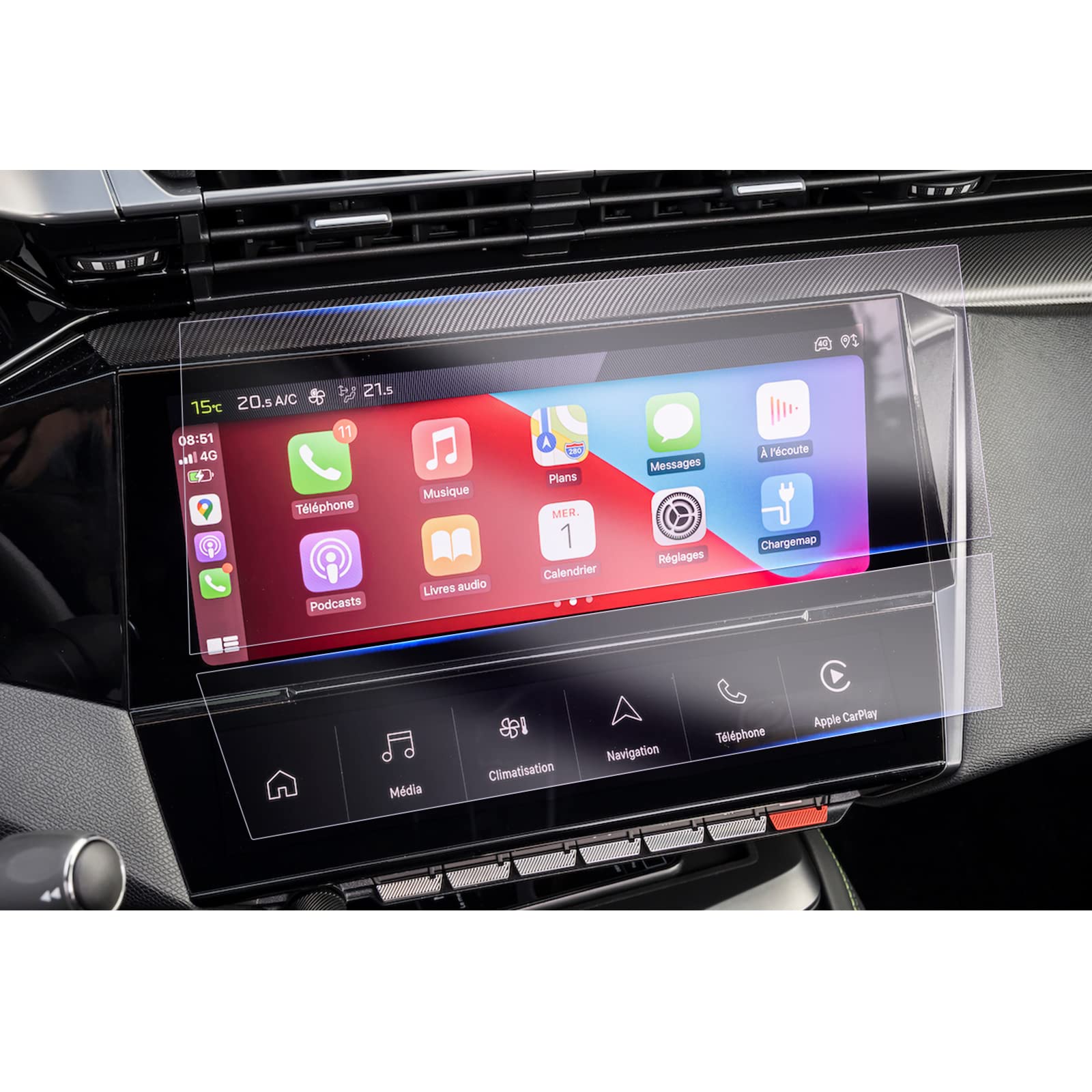 GAFAT [Pack of 4] Peugeot 308 408 SW 2021–2024 2025 Screen Protector for i-Cockpit + i-Toggles, Peugeot 308 2023 Nano Screen Protector, Peugeot 408 Accessories, Shockproof, 6H Anti-Scratch