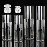 4 Large Acrylic Clear Cylinder Vase Set with 4 Spiral Ikebana Stem Holder Ring, Unbreakable Tall Plastic Hurricane Vases for Wedding Centerpieces Flower Bouquet Decor (4 Vases + 2 Holder)
