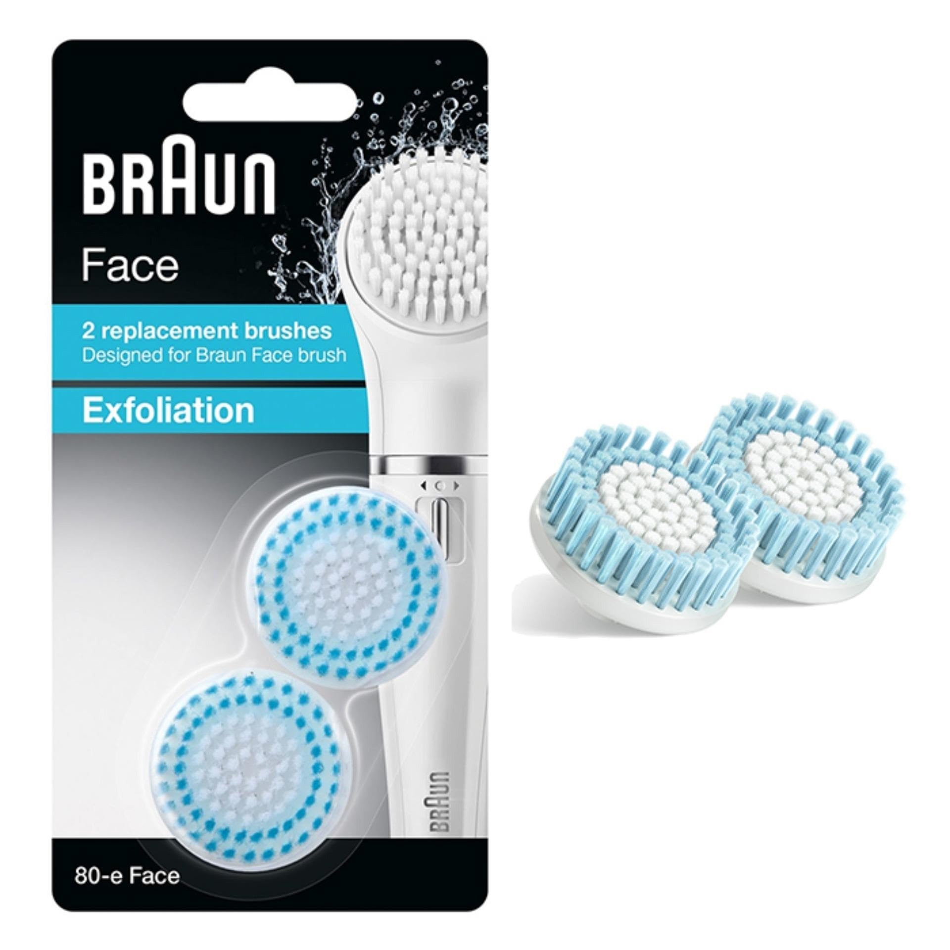 Braun Face 80-E Exfoliation Brush for Cleaning Pore Deep, Pack of 2 Brushes