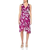 DKNY Womens Sleeveless Faux Wrap Midi Dress