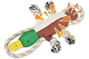 Ousiya Squeaky Dog Toys, Duck Puppy Toys with Crinkle Paper and Squeaker, Interactive Tug of War Dog Toy for Small, Medium, a