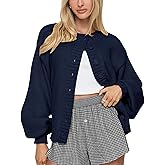 LOMON Cardigan for Women Lantern Long Sleeve Button Down Sweater Oversized Open Front Cardigan Sweaters Coats