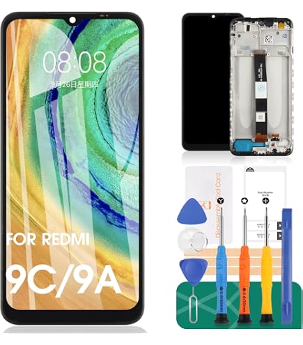 For Xiaomi Redmi 9C LCD Display And Touch Screen Replacement - 9T 9A 9AT 10A Compatible Model - Black Frame