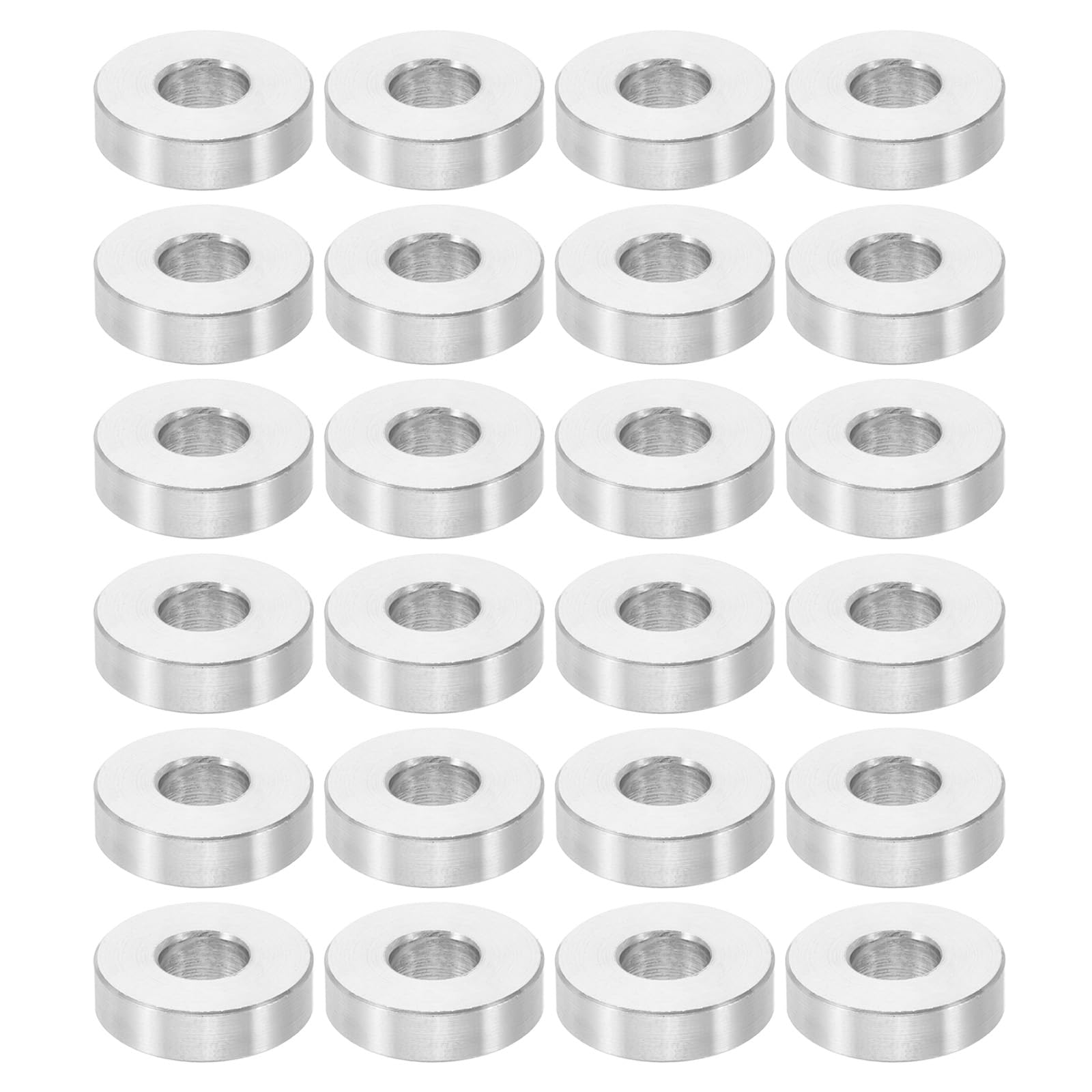 PATIKIL M6 Aluminum Spacers, 24 Pcs Metal Spacers Aluminum 6.2mm ID x 15mm OD x 4mm l Aluminum Spacer Screw Standoff Round for 1/4 or M6 Screw Bolts