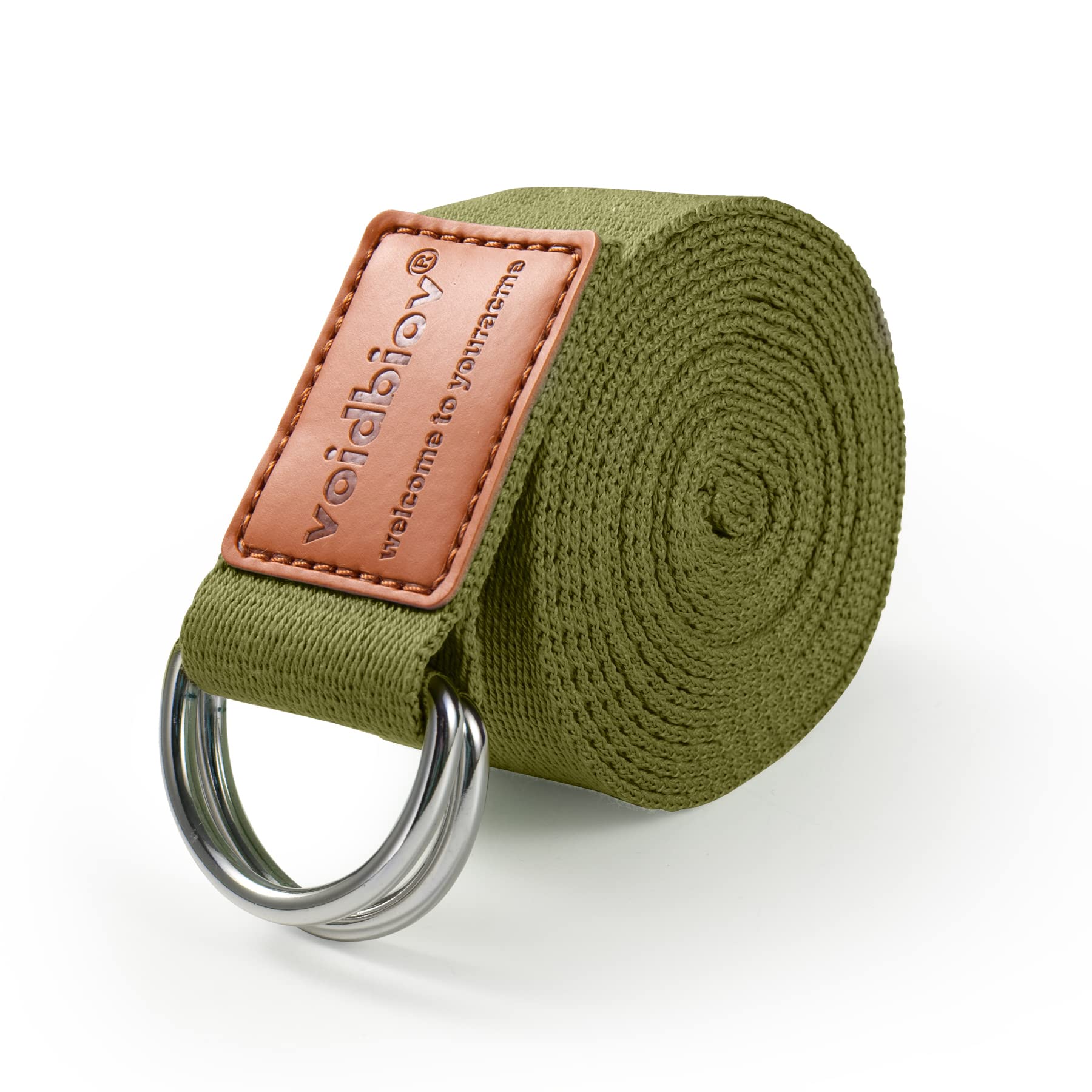 voidbiov D-Ring Buckle Yoga Strap 1.85 or 2.5M, Durable Cotton Adjustable Belt Perfect for Holding Poses, Improving Flexibility and Physical Therapy Avocado Green2.5M — image 1
