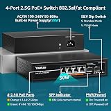 YuanLey 6 Port 2.5G PoE Switch Unmanaged 4x 2.5G PoE 2x 10G SFP 78W Fanless view 3