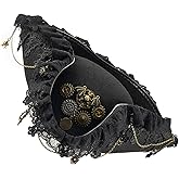 MIADOSHINSE Adult Tricorn Pirate Hat With Lace Trim, Essential Headwear For Costume Parties, Stage Performances & Themed Vintage Historical Costume Accessory