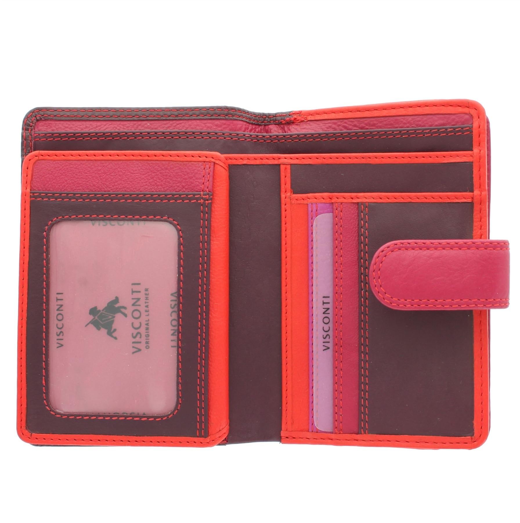 VISCONTI Rainbow Leather Ladies Purse Style RFID Blocking RB51 Plum Multi
