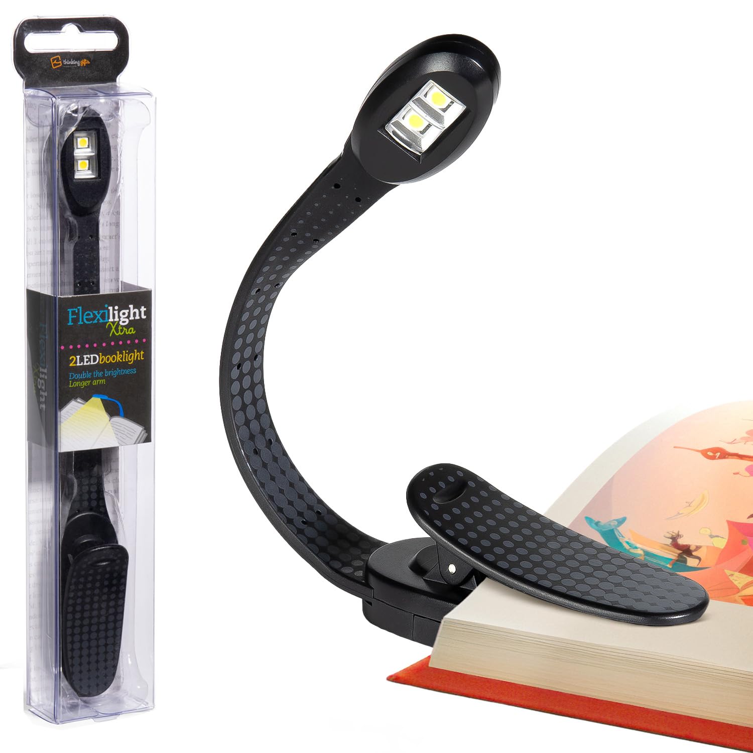 Gifts for Readers & Writers Bookmark Reading Light Blue Hex - Flexilight Xtra 2in1 Clip On Bookmark Book Light for Reading Night in Bed, Battery Operated Travel LED Book Lights, 8 Lumen Lights