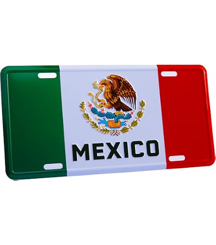 Placa De Matrícula Frontal Con Bandera Mexicana – Ideal Para Coche O Camión – Marca Amel