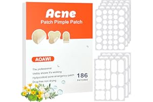 AOAWI Acne hydrocolloid Patches, 4 sizes and 3 shapes with 182pcs, The innovative size L suitable face, body, nose, Pimple, Acne blemishes, with Salicylic Acid (white-2)