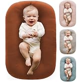 Vicorise Baby Lounger 0-24 Months 100% Cotton Soft &amp; Breathable(Coffee) | CPSC Compliant, Breathable Cotton Fabric, Snuggle Cozy me, Baby play mat, Portable Infant Lounger, Baby Essential Gifts
