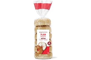 Amazon Grocery, Plain Bagels, Pre-Sliced, 21 Oz, 6 Ct