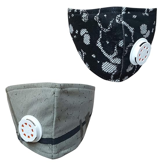 Glammore Cotton Mouth Nose Cover Unisex Anti-Pollution Cloth Mask with respirators- Assorted Colors