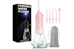 SEAPEOA Water Dental Flosser Teeth Pick: Portable Cordless Oral Irrigator 320ML Rechargeable Travel Irrigation Cleaner with 5 Flossing Tips, IPX7 Waterproof Electric Flossing Machine for Teeth Cleaning