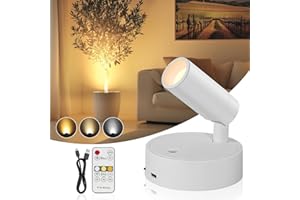 TaoFiaCo Spotlight Indoor, Wireless Battery Operated with Remote,Uplight Indoor Down Light for Picture on Wall, Plant Spotlight Dimmable Timer, Mini Ceiling Lights Painting for Trees Plant