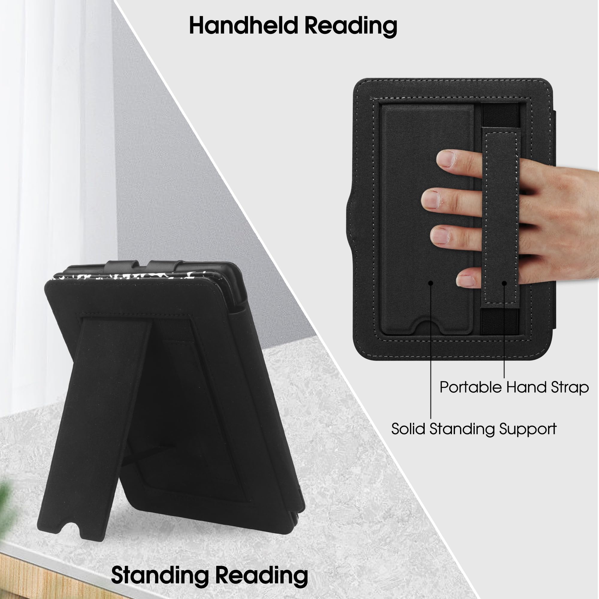 HGWALP Case with Stand for Kindle Paperwhite,Book Folio Cover with Auto Sleep Wake, Hand Strap-Fits Kindle Paperwhite 11th Generation 6.8