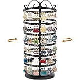 MODOWEY 6 Tier Rotating Metal Earring Holder Organizer Stand Adjustable Display Tree for Women, 264 Holes Large Storage Rack for Stud Dangling Hoop, Keep Earrings Neatly Arranged, Black