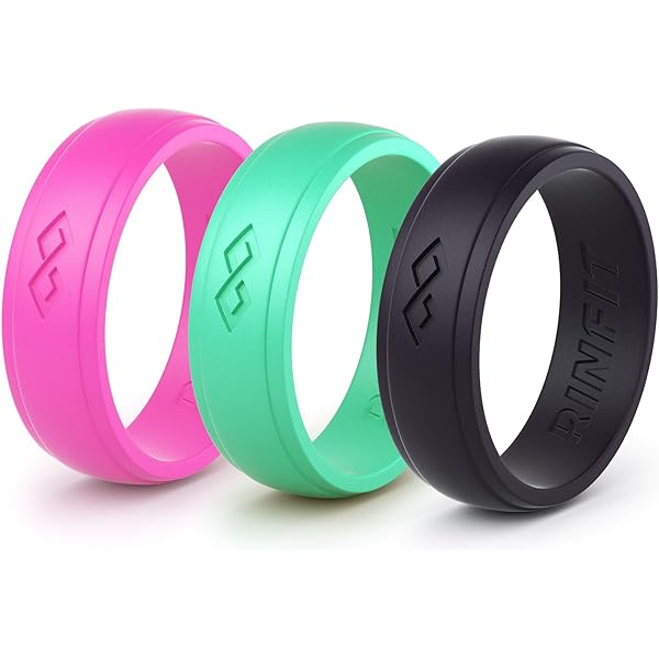 Caiyao 3-Pack Thin Braided Silicone Wedding Rings - Stackable, Medical Grade, Comfort Fit For Women (Size 7, Multi-Color)