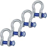 Krytonel 4 Pack 1/2" D Ring Shackle with 9/16" Screw Pin | 26,400 lbs Break Strength Heavy Duty Tow Recovery for Winch Off-Road Jeep Truck ATV UTV