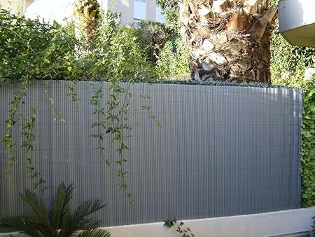 cosidos de caña de jardín PVC doble cara Stratis gris perla, en ...