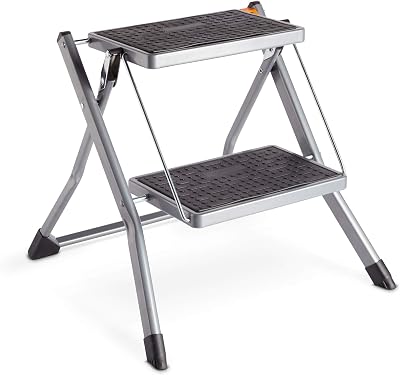 VonHaus 2 Step Stool Anti Slip Feet Foldable Easy Store Home Kitchen Garage