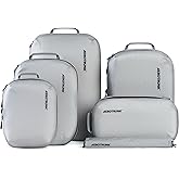 Aerotrunk Ultralight Compression Packing Cubes - Lightweight Travel Organizers for Suitcases and Luggage (6-Pack, Light Grey)