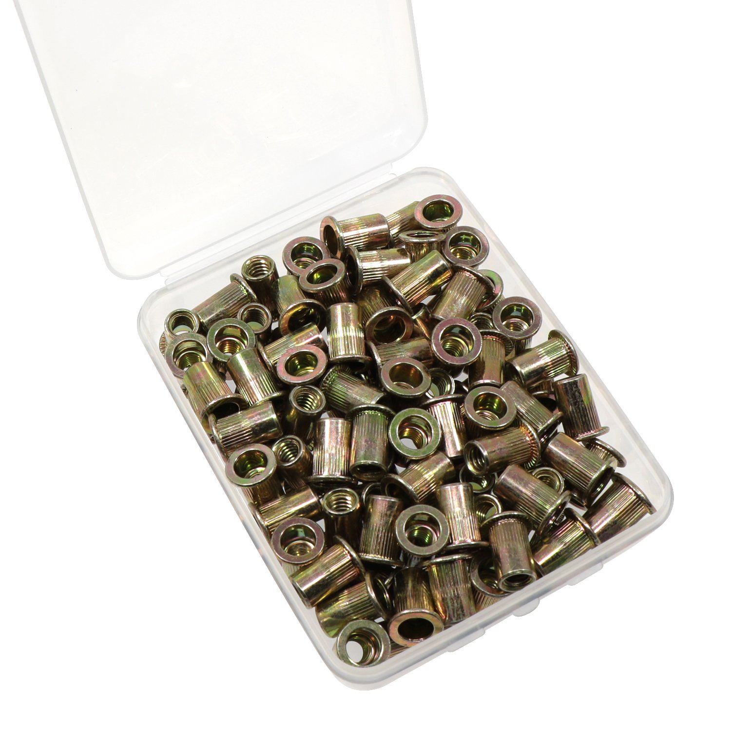 Flat Head Threaded Insert Nutserts Assort Yellow Zinc Plated Finish