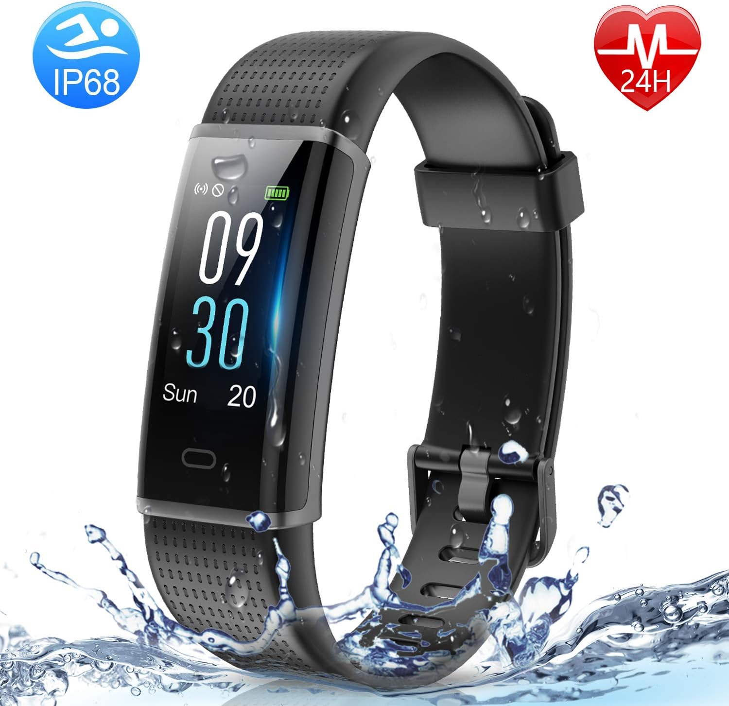 HolyHigh Smart Watch,Waterproof Fitness Tracker Heart Rate Sleep Monitor Pedometers Step Calorie Counter Call Whatsapp Messages Alet Alarm Men Women Boys Smart Band for Andriod iOS Phone