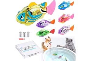 LAVIZO Interactive Robot Fish Toys for Cat/Dog(6 Pcs), Activated Swimming in Water with LED Light, Swimming Bath Plastic Fish Toy Gift to Stimulate Your Pet's Hunter Instincts