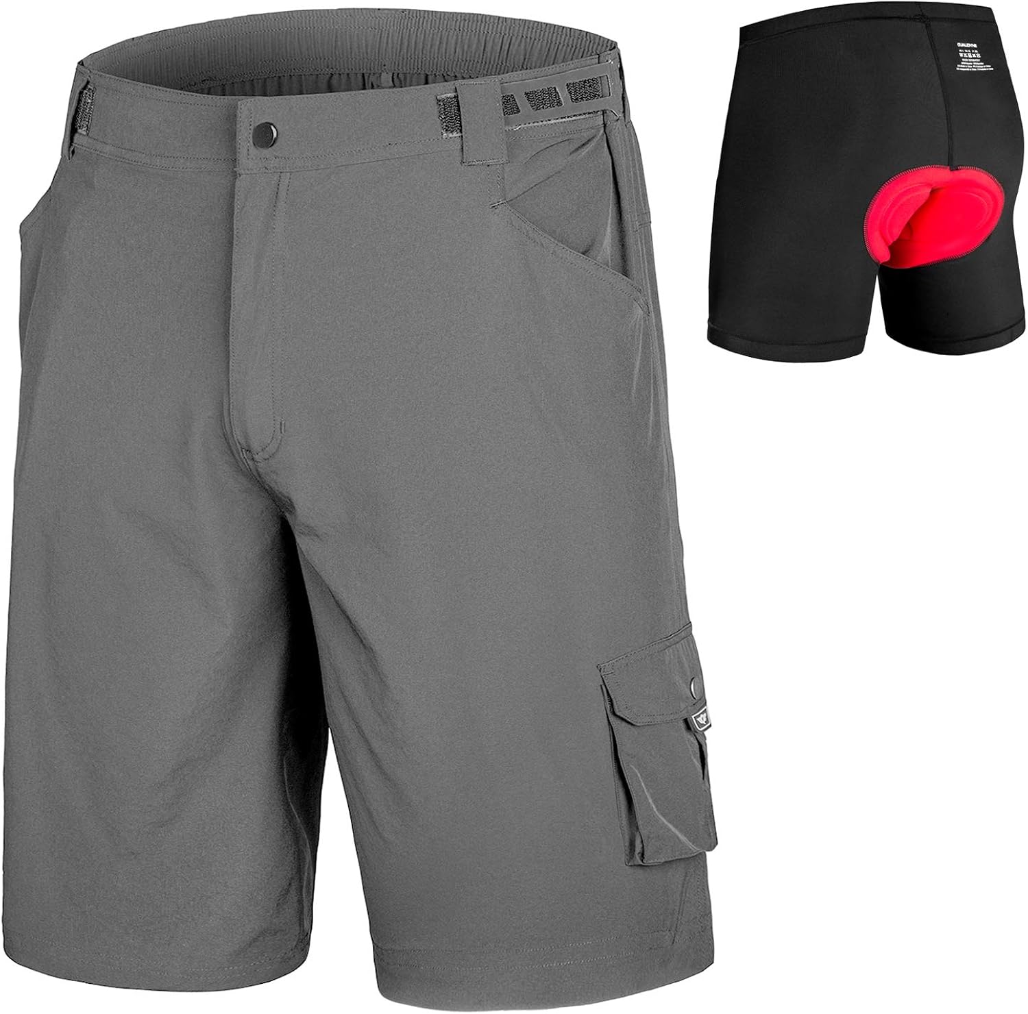 qualidyne Men's 3D Padded MTB Shorts Lightweight Mountain Bike Shorts, Loose Fit Cycling Shorts: Clothing