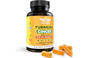 DAUSON Ginger Turmeric Supplements – Boosted with Vitamin D3, Vitamin C, Pepper, Zinc & Orange | Joint, Gut & Skin Health Support