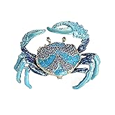 ELLDOO Mini Crab Trinket Box, Vintage Metal Enameled Hinged Decorative Box, Crab Collectible Figurine Ring Earrings Jewelry Organizer Gift Box for Girl Women