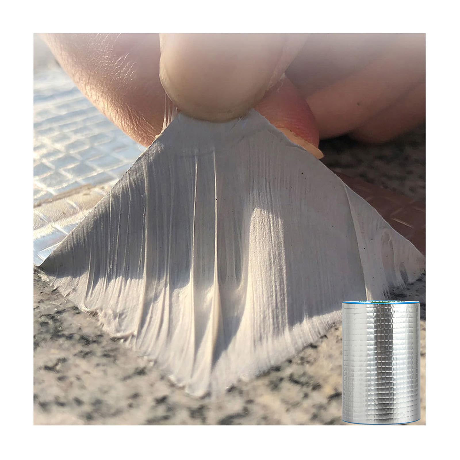 Butyl Tape Waterproof Tape, Aluminum Foil Butyl Seal Tape for Leakage, Butyl Rubber Tape for Reapring for Boat, Pipe Sealing, Roof Crack, RV, Awning, Window Sealing - 15cm x 5m