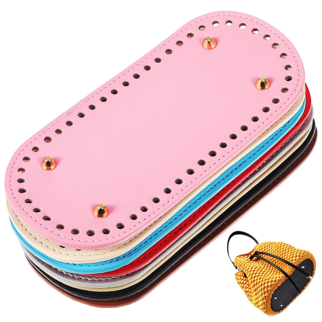 DIYEAH Bag Bases for Crochet, Pu Leather Bag Bottom Hand-Woven Oval Bottom Bag Bases 24pcs Purse Bottom Shaper Pad for Bag Making