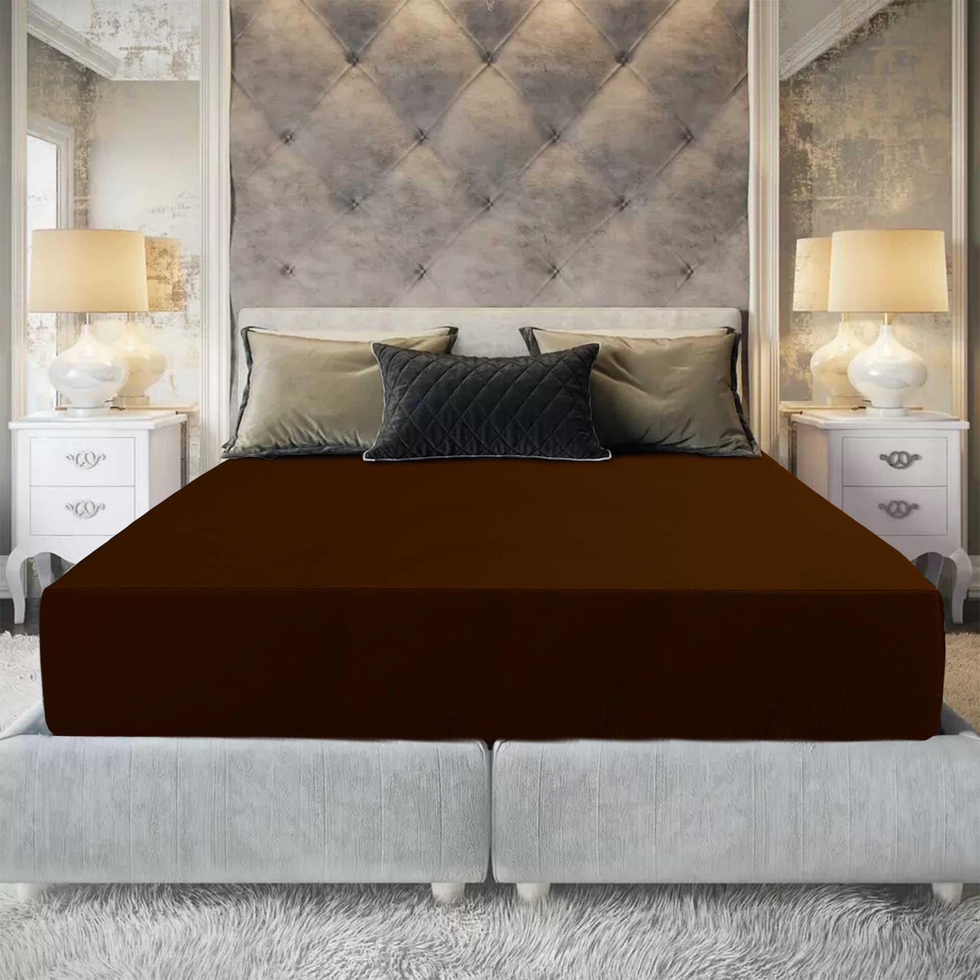 Dream Care Divine Cotton Cottas Wonder Waterproof Mattress Protector 75x36 Inch for Single Bed | Ultra Soft & Hypoallergenic Mattress Cover (Pack of 1_Coffee)