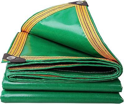FUCNEN Tarpaulin 6M x 8M Heavy Duty Waterproof Tarp 420g/m2 Green